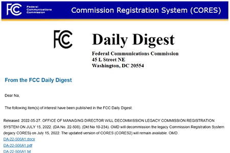 美国FCC更新FRN系统